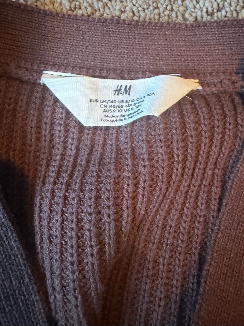 H&M Brown Ribbed Button Cardigan Sweater - Picture 2 of 3